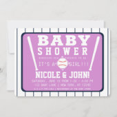 Invitation Baby shower de baseball Purple Blue White Pinstrip (Devant)