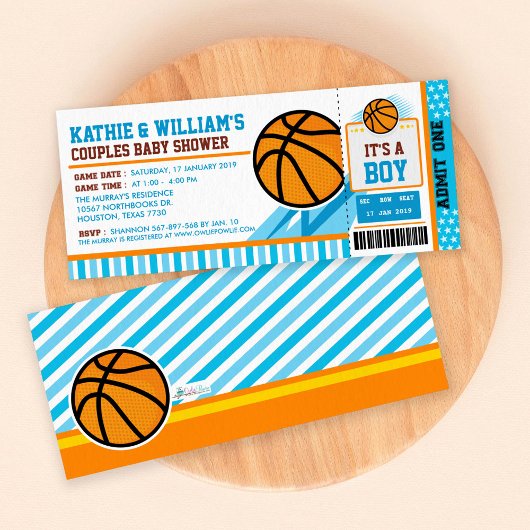 Invitation Baby shower de basket-ball Couples