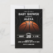 Invitation Baby shower de basket-ball moderne noir (Devant)
