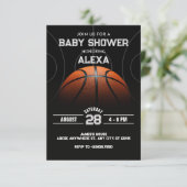 Invitation Baby shower de basket-ball moderne noir (Debout devant)