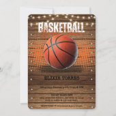 Invitation Baby shower de basket-ball orange rustique (Devant)
