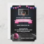 Invitation Baby shower de basket-ball rose (Devant)