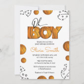 Invitation Baby shower de basket-ball rustique (Devant)