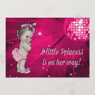 Invitation Baby shower de basket-ball Vintage Princess Pink