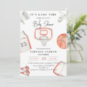 Invitation Baby shower de basket simple personnel (Debout devant)