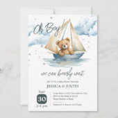 Invitation Baby shower de bateau de l'ours en pelu (Devant)