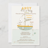 Invitation Baby shower de bateau de rangée pour un garçon (Devant)