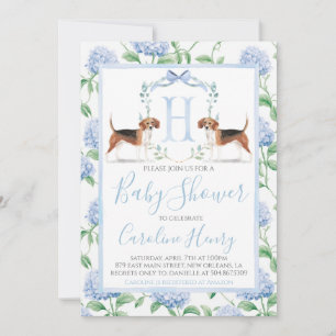 Invitation Baby shower de Beagle du garçon bleu du sud de Pre
