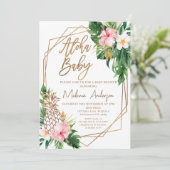 Invitation Baby shower de bébé Aloha Floral géométrique (Debout devant)