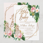 Invitation Baby shower de bébé Aloha Floral géométrique (Devant / Derrière)