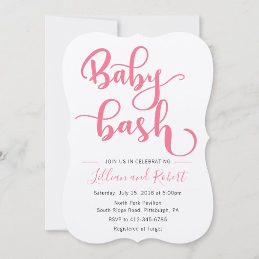 Invitation Baby shower de bébé avec couples Bash pour fille (Devant)