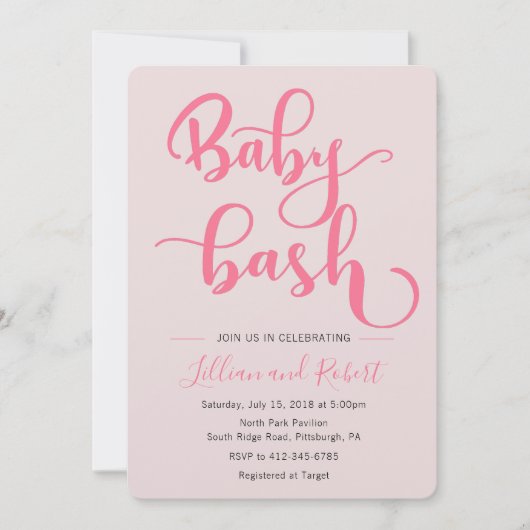 Invitation Baby shower de bébé avec couples Bash pour fille (Devant)