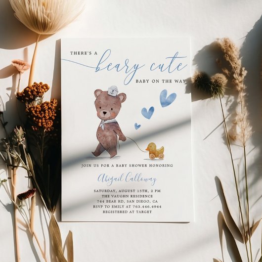 Invitation Baby shower de bébé de Beary mignonne Teddy Bear