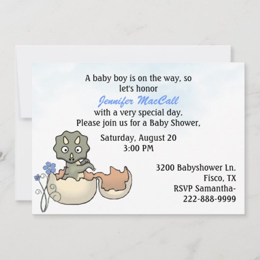 Invitation Baby shower de bébé Dinosaur (Devant)