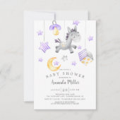 Invitation Baby shower de bébé fille mobile poney (Devant)