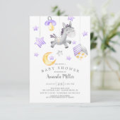 Invitation Baby shower de bébé fille mobile poney (Debout devant)