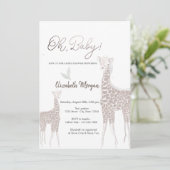 Invitation Baby Shower de bébé girafe mignon (Debout devant)