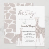 Invitation Baby Shower de bébé girafe mignon (Devant / Derrière)