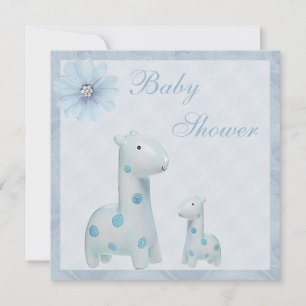 Invitation Baby shower de bébé Giraffes et Mère bleue