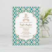 Invitation Baby shower de bébé marocain Turquoise et Gold (Debout devant)