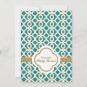 Invitation Baby shower de bébé marocain Turquoise et Gold (Dos)
