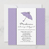 Invitation Baby shower de bébé mauve-parapluie (Devant)
