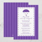 Invitation Baby shower de bébé mauve-parapluie (Devant / Derrière)