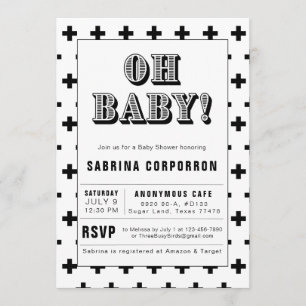 Invitation Baby shower de bébé noir et blanc