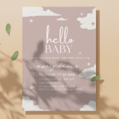 Invitation Baby shower de bébé nuage rose rustique