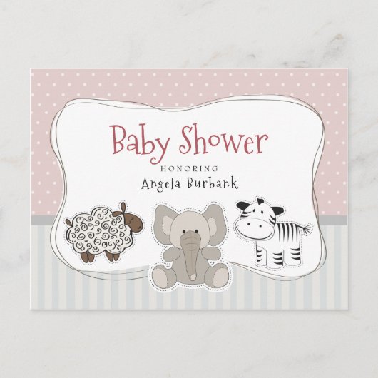 Invitation Baby shower de bébés animaux (Devant)