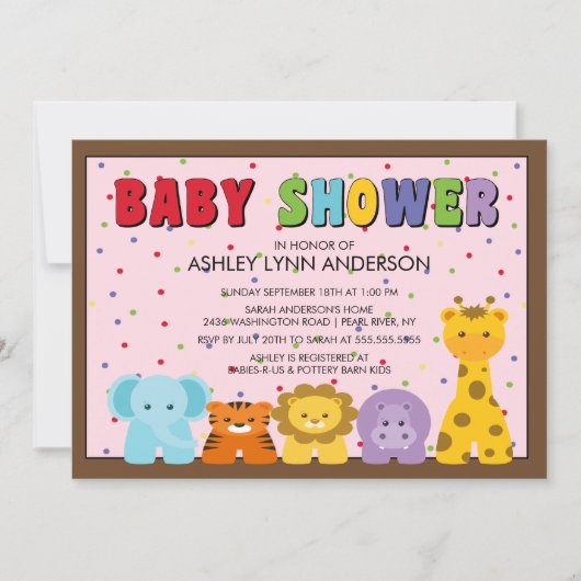 Invitation Baby shower de bébés animaux de la jung (Devant)