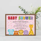 Invitation Baby shower de bébés animaux de la jung (Debout devant)