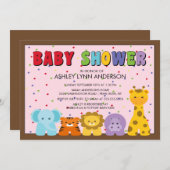 Invitation Baby shower de bébés animaux de la jung (Devant / Derrière)