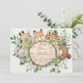 Invitation Baby shower de Bébés animaux en bois mignons (Debout devant)