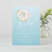 Invitation Baby shower de beigne bleu mou (Debout devant)