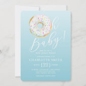 Invitation Baby shower de beigne bleu mou (Devant)