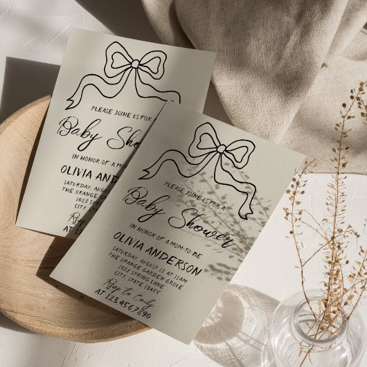 Invitation Baby shower de béquille de ruban dessiné à la main
