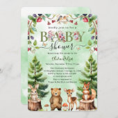 Invitation baby shower de berryfleurs d'animaux (Devant / Derrière)