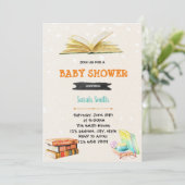 Invitation Baby shower de bibliothèque de livres (Debout devant)