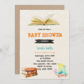 Invitation Baby shower de bibliothèque de livres (Devant / Derrière)
