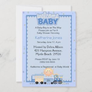 Invitation Baby shower de bienvenue du train