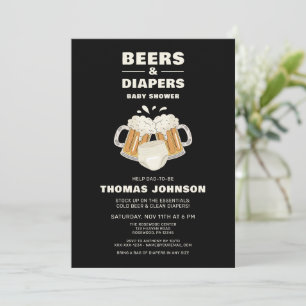 Invitation Baby shower de bière et couche