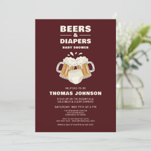 Invitation Baby shower de bière et couche