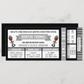 Invitation Baby shower de billet de sport, noir, g (Devant / Derrière)