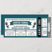 Invitation Baby shower de billet de sport, vert, g (Devant / Derrière)