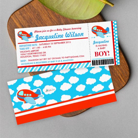 Invitation Baby shower de billets d'avion
