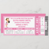 Invitation Baby shower de billets de sport, fille, (Devant / Derrière)