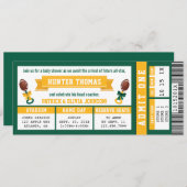 Invitation Baby shower de billets de sport, Vert,  (Devant / Derrière)