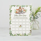 Invitation Baby shower de bingo Botanical Woodland (Debout devant)