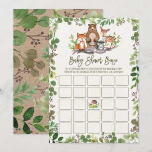 Invitation Baby shower de bingo Botanical Woodland